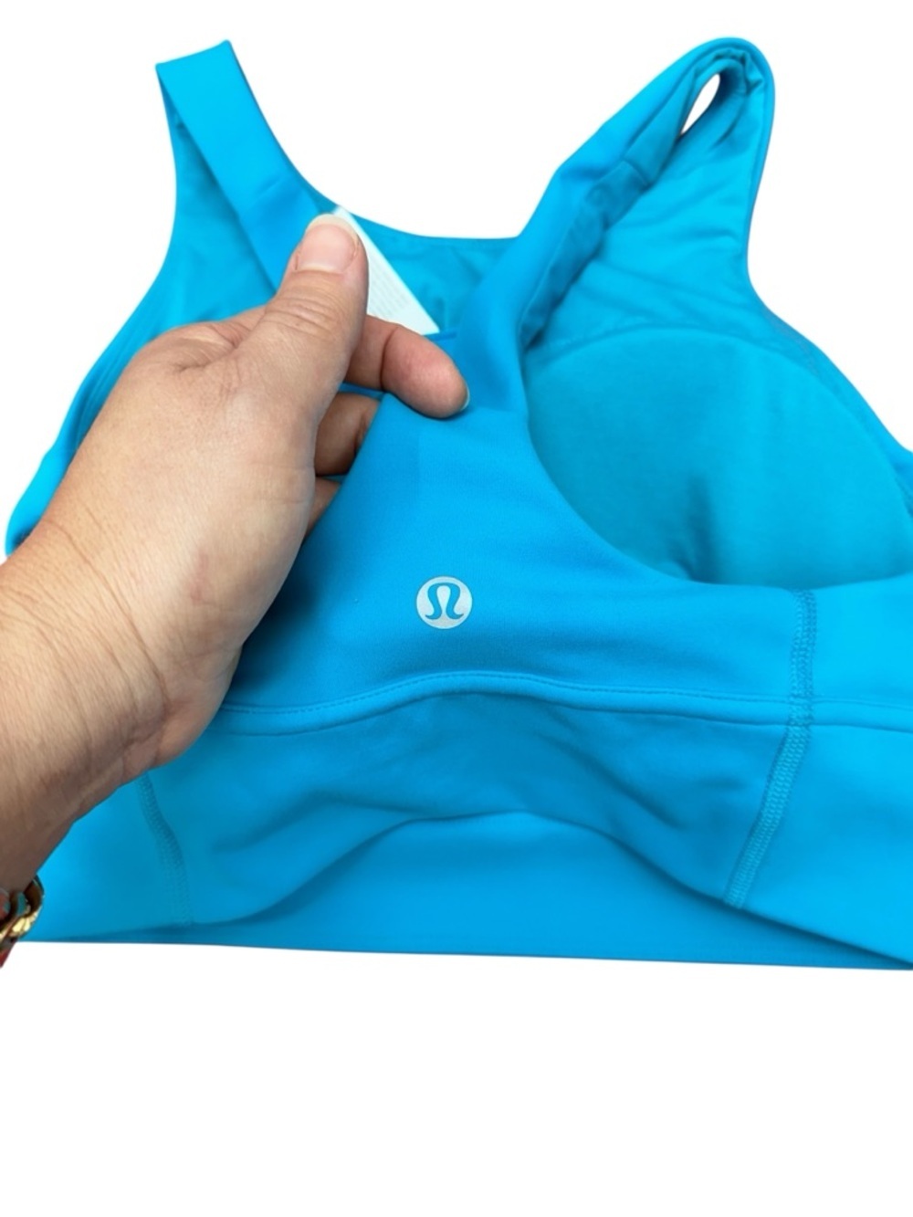 lululemon athletica High-Neck Racerback Sports Bra - Turquoise Blue - Picture 4 of 5